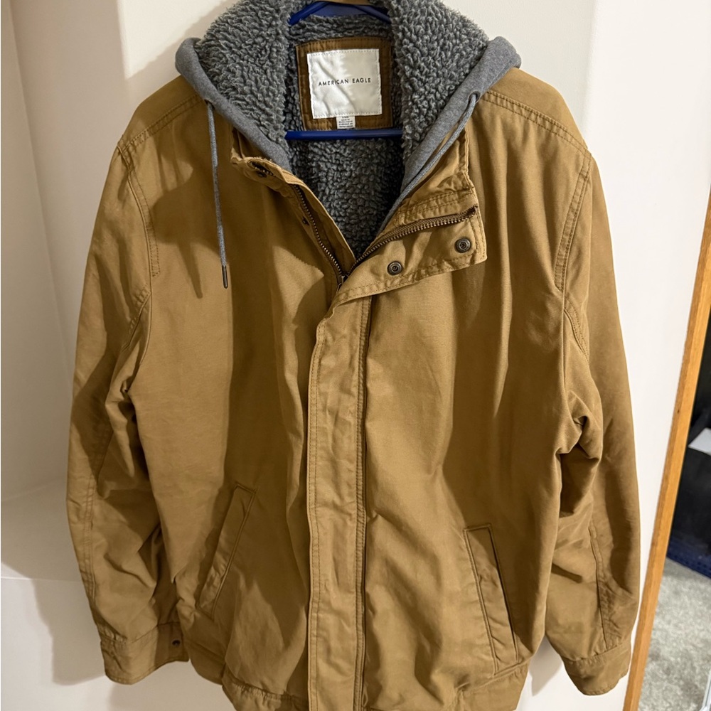 American Eagle Outfitters Brown Field Jacket with Sherpa Lining